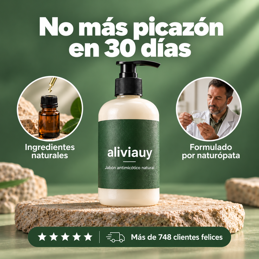 Jabón Antifúngico aliviauy™ Anti Tiña Inguinal – Fórmula natural para hongos en la piel