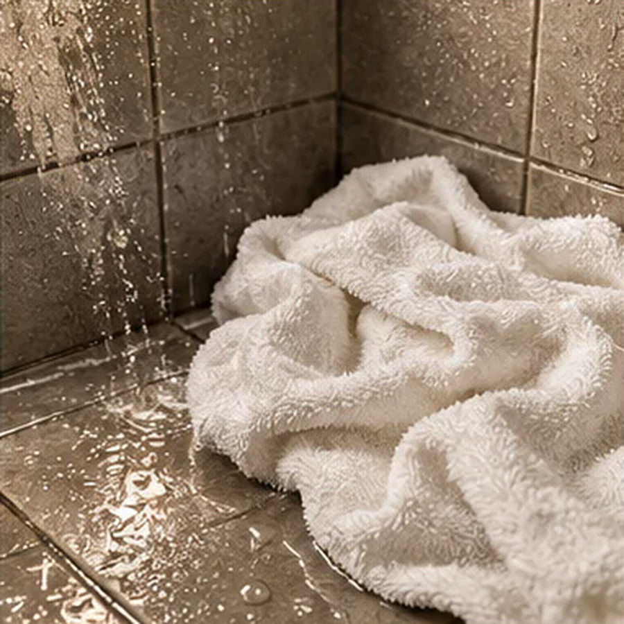 Toalla húmeda en un baño: humedad y calor en las zonas de roce
